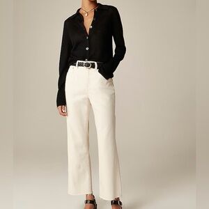 J. Crew Mid-Rise Relaxed Kick-Out Jeans, Ecru Wash, Raw Hem, Size 25